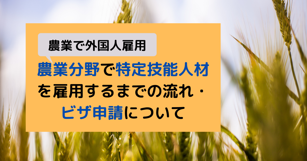 【農業で外国人雇用】農業分野で特定技能人材を雇用するまでの流れ・ビザ申請について